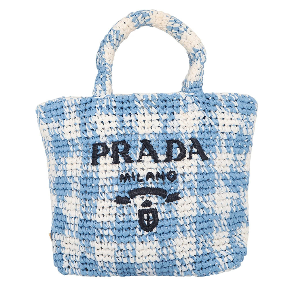 Prada Tote Bag Crochet Raffia Handbag